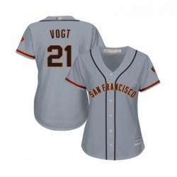 Womens San Francisco Giants 21 Stephen Vogt Replica Grey Road Cool Base Baseball Jersey 