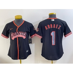 Youth San Francisco Giants  1 Luis Arraez Black 2026 Alternate Stadium Stitched Baseball Jersey