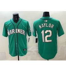 Men Seattle Mariners 12 Josh Naylor Aqua Limited Stitched jersey Men Seattle Mariners 12 Josh Naylor Aqua Limited Stitched jersey