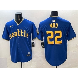 Men Seattle Mariners 22 Bryan Woo Royal 2025 Limited Stitched jersey