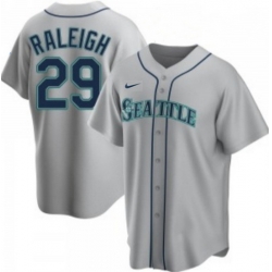 Men Seattle Mariners 29 Cal Raleigh Grey Cool Base Stitched Jersey