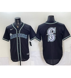 Men Seattle Mariners Team Big Logo 2026 Fashion Replica Black Out Stitched Baseball Jersey Men Seattle Mariners Team Big Logo 2026 Fashion Replica Black Out Stitched Baseball Jersey
