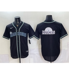 Men Seattle Mariners Team Big Logo 2026 Fashion Replica Black Out Stitched Baseball Jerseys