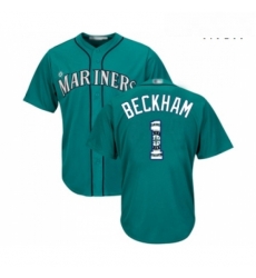 Mens Seattle Mariners 1 Tim Beckham Authentic Teal Green Team Logo Fashion Cool Base Baseball Jersey 