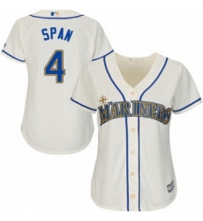 Womens Majestic Seattle Mariners 4 Denard Span Replica Cream Alternate Cool Base MLB Jersey 