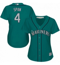 Womens Majestic Seattle Mariners 4 Denard Span Replica Teal Green Alternate Cool Base MLB Jersey Womens Majestic Seattle Mariners 4 Denard Span Replica Teal Green Alternate Cool Base MLB Jersey