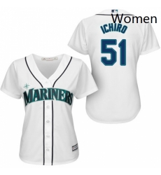 Womens Majestic Seattle Mariners 51 Ichiro Suzuki Replica White Home Cool Base MLB Jersey Womens Majestic Seattle Mariners 51 Ichiro Suzuki Replica White Home Cool Base MLB Jersey
