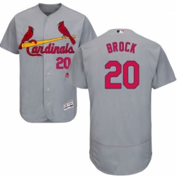 Mens Majestic St Louis Cardinals 20 Lou Brock Grey Road Flex Base Authentic Collection MLB Jersey