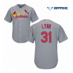 Mens Majestic St Louis Cardinals 31 Lance Lynn Replica Grey Road Cool Base MLB Jersey