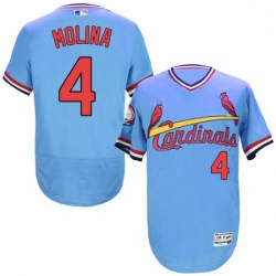 Mens Majestic St Louis Cardinals 4 Yadier Molina Light Blue FlexBase Authentic Collection MLB Jersey