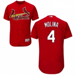 Mens Majestic St Louis Cardinals 4 Yadier Molina Red Alternate Flex Base Authentic Collection MLB Jersey