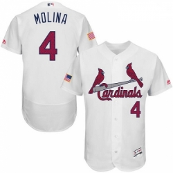 Mens Majestic St Louis Cardinals 4 Yadier Molina White Fashion Stars Stripes Flex Base MLB Jersey