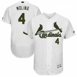 Mens Majestic St Louis Cardinals 4 Yadier Molina White Memorial Day Authentic Collection Flex Base MLB Jersey