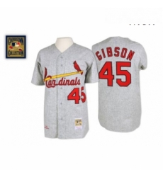 Mens Mitchell and Ness 1967 St Louis Cardinals 45 Bob Gibson Replica Grey Throwback MLB Jersey