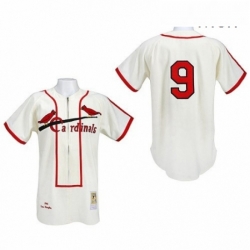 Mens Mitchell and Ness St Louis Cardinals 9 Roger Maris Authentic Cream Throwback MLB Jersey