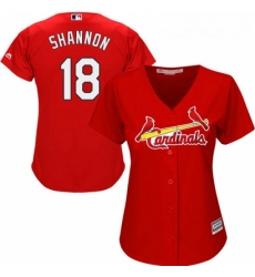 Womens Majestic St Louis Cardinals 18 Mike Shannon Authentic Red Alternate Cool Base MLB Jersey