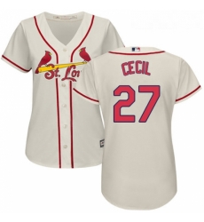 Womens Majestic St Louis Cardinals 27 Brett Cecil Authentic Cream Alternate Cool Base MLB Jersey Womens Majestic St Louis Cardinals 27 Brett Cecil Authentic Cream Alternate Cool Base MLB Jersey