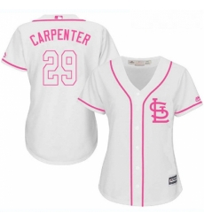 Womens Majestic St Louis Cardinals 29 Chris Carpenter Replica White Fashion Cool Base MLB Jersey