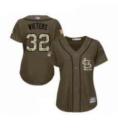 Womens St Louis Cardinals 32 Matt Wieters Authentic Green Salute to Service Baseball Jersey 