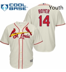Youth Majestic St Louis Cardinals 14 Ken Boyer Authentic Cream Alternate Cool Base MLB Jersey