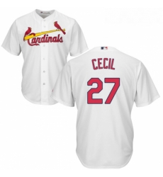 Youth Majestic St Louis Cardinals 27 Brett Cecil Authentic White Home Cool Base MLB Jersey 