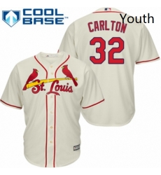 Youth Majestic St Louis Cardinals 32 Steve Carlton Replica Cream Alternate Cool Base MLB Jersey 