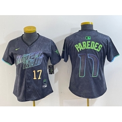 Women Tampa Bay Rays 17 Isaac Paredes Charcoal 2024 City Connect Limited Stitched Baseball Jersey