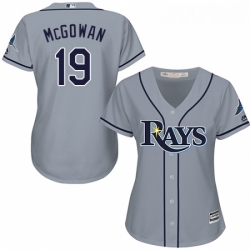 Womens Majestic Tampa Bay Rays 19 Dustin McGowan Authentic Grey Road Cool Base MLB Jersey 