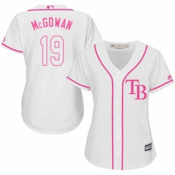 Womens Majestic Tampa Bay Rays 19 Dustin McGowan Replica White Fashion Cool Base MLB Jersey 