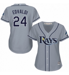 Womens Majestic Tampa Bay Rays 24 Nathan Eovaldi Replica Grey Road Cool Base MLB Jersey 