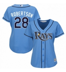 Womens Majestic Tampa Bay Rays 28 Daniel Robertson Replica Light Blue Alternate 2 Cool Base MLB Jersey 