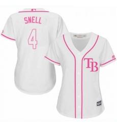 Womens Majestic Tampa Bay Rays 4 Blake Snell Authentic White Fashion Cool Base MLB Jersey 