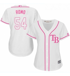 Womens Majestic Tampa Bay Rays 54 Sergio Romo Replica White Fashion Cool Base MLB Jersey 