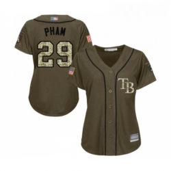 Womens Tampa Bay Rays 29 Tommy Pham Authentic Green Salute to Service Baseball Jersey 