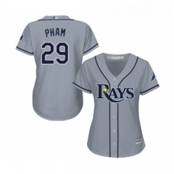 Womens Tampa Bay Rays 29 Tommy Pham Replica Grey Road Cool Base Baseball Jersey 