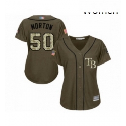 Womens Tampa Bay Rays 50 Charlie Morton Authentic Green Salute to Service Baseball Jersey 