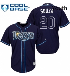 Youth Majestic Tampa Bay Rays 20 Steven Souza Replica Navy Blue Alternate Cool Base MLB Jersey