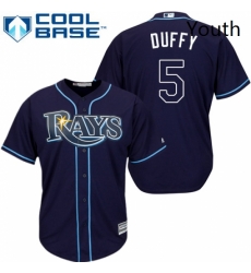 Youth Majestic Tampa Bay Rays 5 Matt Duffy Replica Navy Blue Alternate Cool Base MLB Jersey