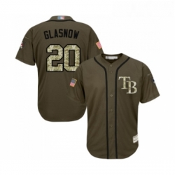 Youth Tampa Bay Rays 20 Tyler Glasnow Authentic Green Salute to Service Baseball Jersey 