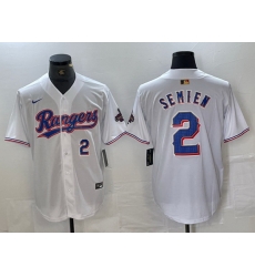 Men Texas Rangers 2 Marcus Semien White Gold Cool Base Stitched Baseball Jersey  3