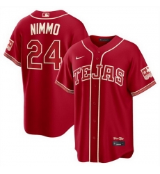 Men Texas Rangers 24 Brandon Nimmo Red 2026 City Connect Stadium Stitched Baseball Jersey Men Texas Rangers 24 Brandon Nimmo Red 2026 City Connect Stadium Stitched Baseball Jersey