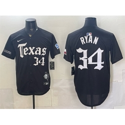 Men Texas Rangers  34 Nolan Ryan Black Gothic Mexico 2025 Vapor Premier Limited Stitched Baseball Jersey