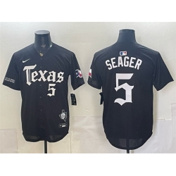 Men Texas Rangers  5 Corey Seager Black Gothic Mexico 2025 Vapor Premier Limited Stitched Baseball Jersey