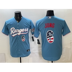 Men Texas Rangers  6 Josh Jung Blue 2026 USA 250 Fourth of July Home Stitched Baseball Jersey