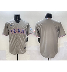 Men Texas Rangers Blank Grey With Patch Cool Base Stitched Baseball Jersey