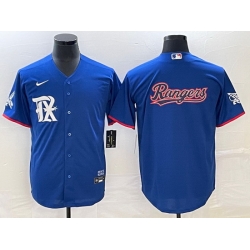 Men Texas Rangers Royal Team Big Logo 2023 City Connect Stitched Baseball Jersey
