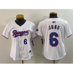 Women Texas Rangers 6 Josh Jung White Gold Stitched Baseball Jersey 1