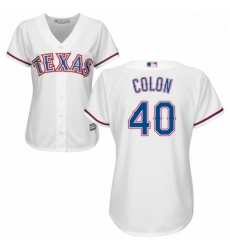 Womens Majestic Texas Rangers 40 Bartolo Colon Replica White Home Cool Base MLB Jersey 