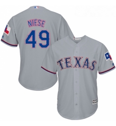 Youth Majestic Texas Rangers 49 Jon Niese Replica Grey Road Cool Base MLB Jersey 