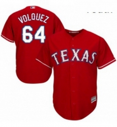 Youth Majestic Texas Rangers 64 Edinson Volquez Replica Red Alternate Cool Base MLB Jersey 